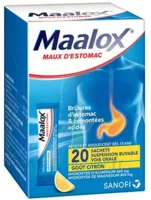Maalox Maux D'estomac, Suspension Buvable Citron 20 Sachets à JACOU